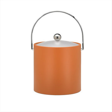 Kraftware Metal and Chrome Ice Bucket, Orange