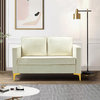 Modern Upholstered Sofa With Loose Back, Ivory