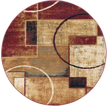 Andrew Contemporary Abstract Multi-Color Round Area Rug, 5' Round