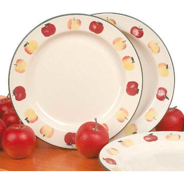 Stoneware Decorative Ceramic White Plate Country Apple 10"  |