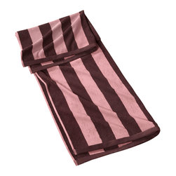 Classic Turkish Towels - Jumbo Turkish Cotton Cabana Beach Towel, Plum, 35"x70", 2 Tones Cabana Stripes - Beach Towels