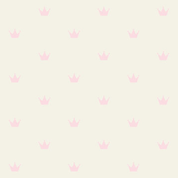 Bea Light Pink Crowns Wallpaper, Swatch