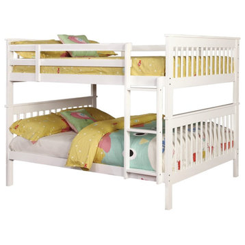Bowery Hill Transitional Wood Full Over Full Bunk Bed in White