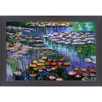 La Pastiche Water Lilies (pink) with Gallery Black, 28" x 40"