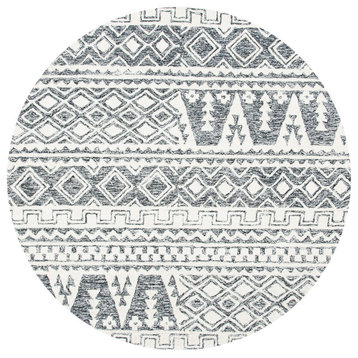 Safavieh Abstract Collection, ABT557 Rug, Ivory and Black, 6'x6'round