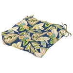 Greendale Home Fashions - Outdoor 20" Chair Cushion, Marlow Blue Floral - Enhance the look and feel of your patio furniture with this Greendale Home Fashions 20 inch outdoor dining cushion. This cushion fits most standard outdoor furniture, and comes with string ties to keep cushion firmly in place. Circle tacks create secure compartments which prevent cushion fill from shifting. Each cushion is overstuffed for lasting comfort and durability with a soft polyester fill made from 100% recycled, post-consumer plastic bottles, and covered with a UV resistant, 100% polyester outdoor fabric. This cushion is also water, stain, and mildew resistant. A variety of colors and prints are available to enhance your outdoor decor.
