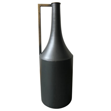 8 Inch Metal Vase Black Black Industrial Moe's Home