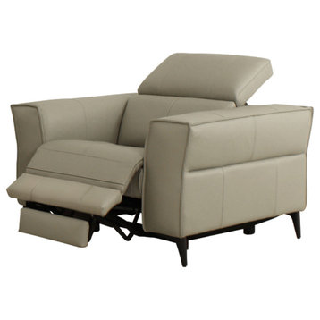 Divani Casa Nella Modern Light Gray Leather Armchair With Electric Recliner