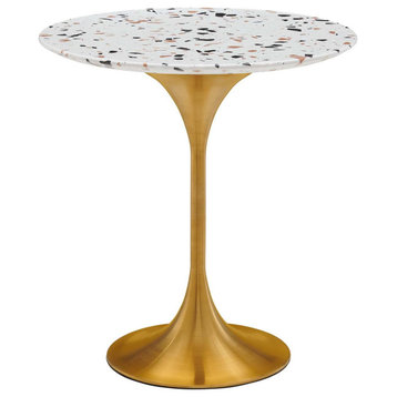 Lippa 20" Round Terrazzo Side Table in Gold Terrazzo