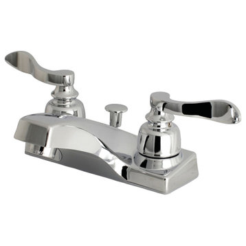 Kingston 4" Centerset Bathroom Faucet w/Plastic Pop-Up, Polished Chrome