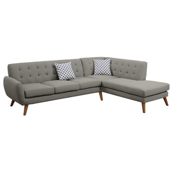 Linen-Like Polyfabric 2-Pieces Sectional Sofa, Grey