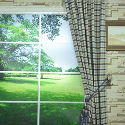 Paroo Cotton Blend Small Check Versatile Pleat Curtains & Drapes - Curtains