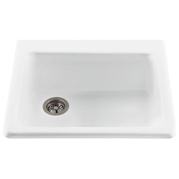 The Simplicity Single-Bowl Kitchen Sink, White, 22.25x9.25