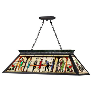 Tiffany 43-3/4" Wide 4 Light Chandelier With Multi-Colored Tiffany Glass Shade