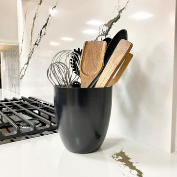 Wynnbrooke White Oak Sand and Linen White Kitchen With Gold Accents