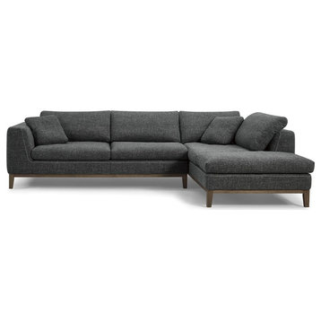 Cole Modern Dark Gray Fabric Right Facing Sectional Sofa