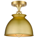 Innovations Lighting - Adirondack 1-Light 9" Semi-Flush Mount, Satin Gold - A truly dynamic fixture, the Ballston fits seamlessly amidst most decor styles. Its sleek design and vast offering of finishes and shade options makes the Ballston an easy choice for all homes.