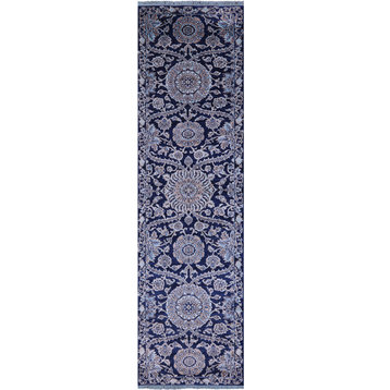 2' 8" X 9' 11" Wool & Silk Persian Tabriz Handmade Runner Rug - Q21522