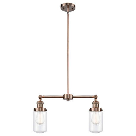 Dover 2-Light Chandelier, Antique Copper, Clear