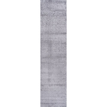 Haze Solid Low-Pile Gray 2 ft. x 12 ft. Runner Rug