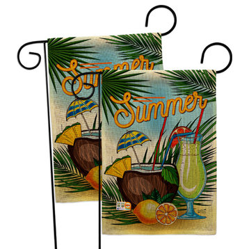 Summer Drinks Burlap Garden Flags 2pcs Pack Double-Sided 13x18.5
