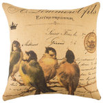 The Watson Shop - Birds on Branch Burlap Pillow - Add a little charm to your living space! This handmade burlap pillow features a whimsical bird print with French text detailing. Its dainty design makes this piece perfect for almost any decor, from farmhouse to rustic. Place it on a sofa, bed, or chair to bring back a piece of a favorite place, vacation, or memory.