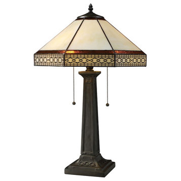 Elk Home Stone Filigree Tiffany 2-Light Table Lamp, Tiffany Bronze