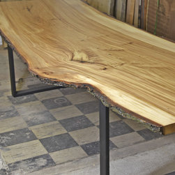 Live Edge Dining Table Elm Single Slab - Dining Tables