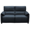 Lily Leather Power Reclining Loveseat With Power Headrests, Blue