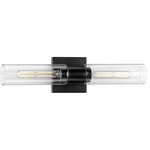 Progress Lighting - Clarion 2-Light Matte Black Clear Glass Modern Wall Light - Embrace minimalist simplicity with the Clarion Collection 2-Light Matte Black Glass Modern Bath Vanity Light.