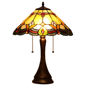 CHLOE Lighting HOWARD Tiffany-style 2-Light Table Lamp, 16" Shade