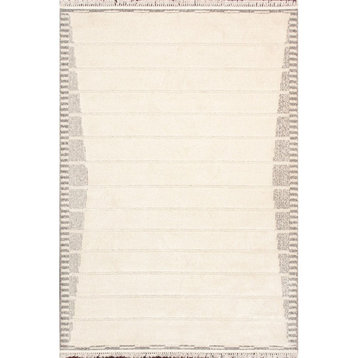 Pasargad Home Sutton  Striped Area Rug- 2' 7" X 8' 0" Ivory