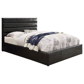 Coaster Riverbend Upholstered Faux Leather Queen Storage Bed in Black
