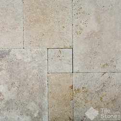 Travertine Mosaic | Light | 1 1/4" | 3.2cm | Tumbled | Versailles Pattern - Mosaic Tile