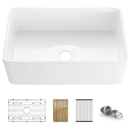 Pure 30" Kitchen Farmhouse Fireclay Workstation Sink