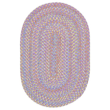 Hipster Kids and Playroom Braided Rug Violet Multi 7'x9' Oval