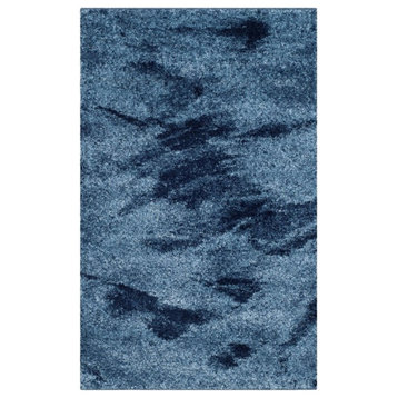 Safavieh Retro 4' X 6' Power Loomed Rug in Light Blue and Blue