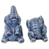 Happy Blue Elephants, Celadon Ceramic Statuettes, Thailand, 2-Piece Set