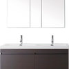 Zuri 55" Double Bathroom Vanity,Wenge,White Polymarble Top,Square Sink,Faucet