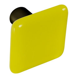 CKP - Art Glass Knob, Canary Yellow, Oil-Rubbed Bronze Base - Cabinet And Drawer Knobs