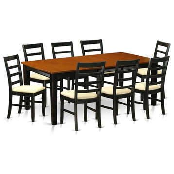 9-Piece Dining Set, Table, 8 Wood Chairs With Cushion