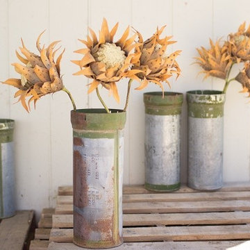 Recylced Metal Ammunition Canister Vase