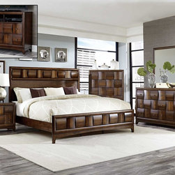 HOMELEGANCE 1852-1 PORTER CONTEMPORARY WARM WALNUT WOOD QUEEN BED - Panel Beds