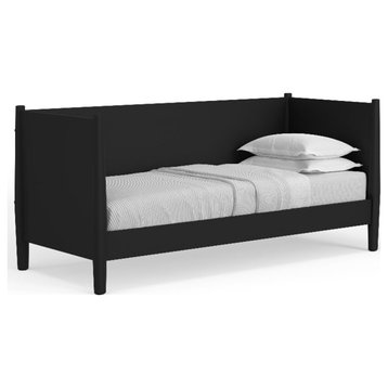 Alpine Furniture Flynn Mid Century Modern Twin Size Wood Day Bed in Black