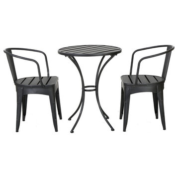 GDF Studio 3-Piece Castro Outdoor Black Cast Bistro Set