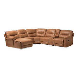 Mistral 6 Piece Reclining Sectional in Light Brown Contemporary