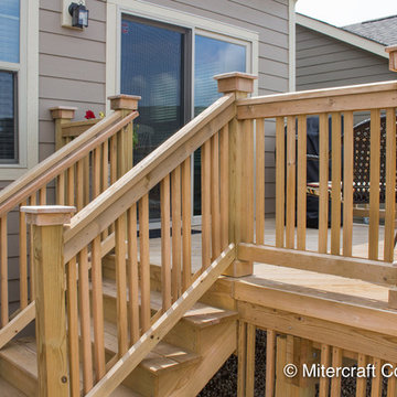 Pressure Treated Bi-Level Deck with Custom Rail