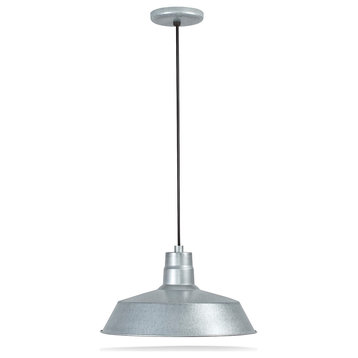 14-inch Pendant Barn Light Fixture, Ceiling-Mounted Vintage Hanging Light, Galvanized, 1-Pack