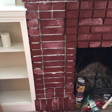 Whitewashed Brick Fireplace