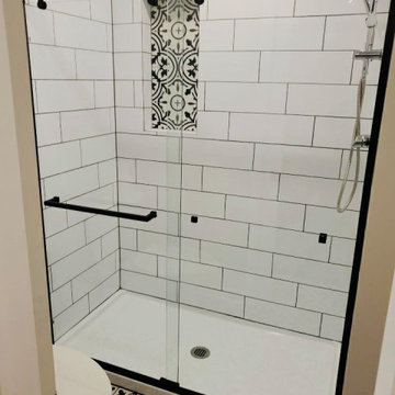 Tile Bathroom and Custom Shower w/ Pocket Doors
